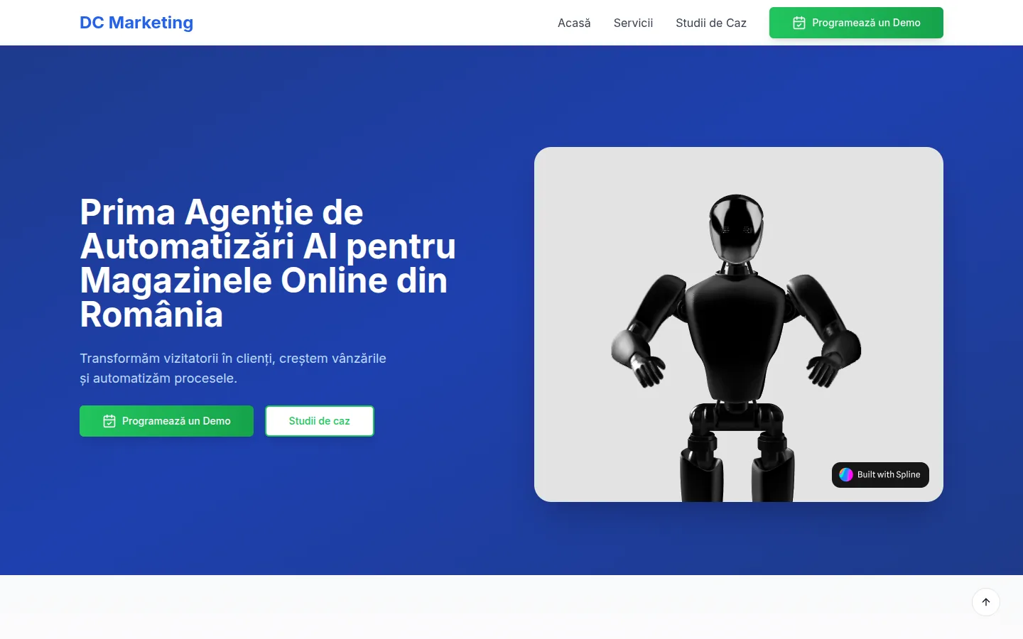 Prima pagină a site-ului dcmarketing.ro