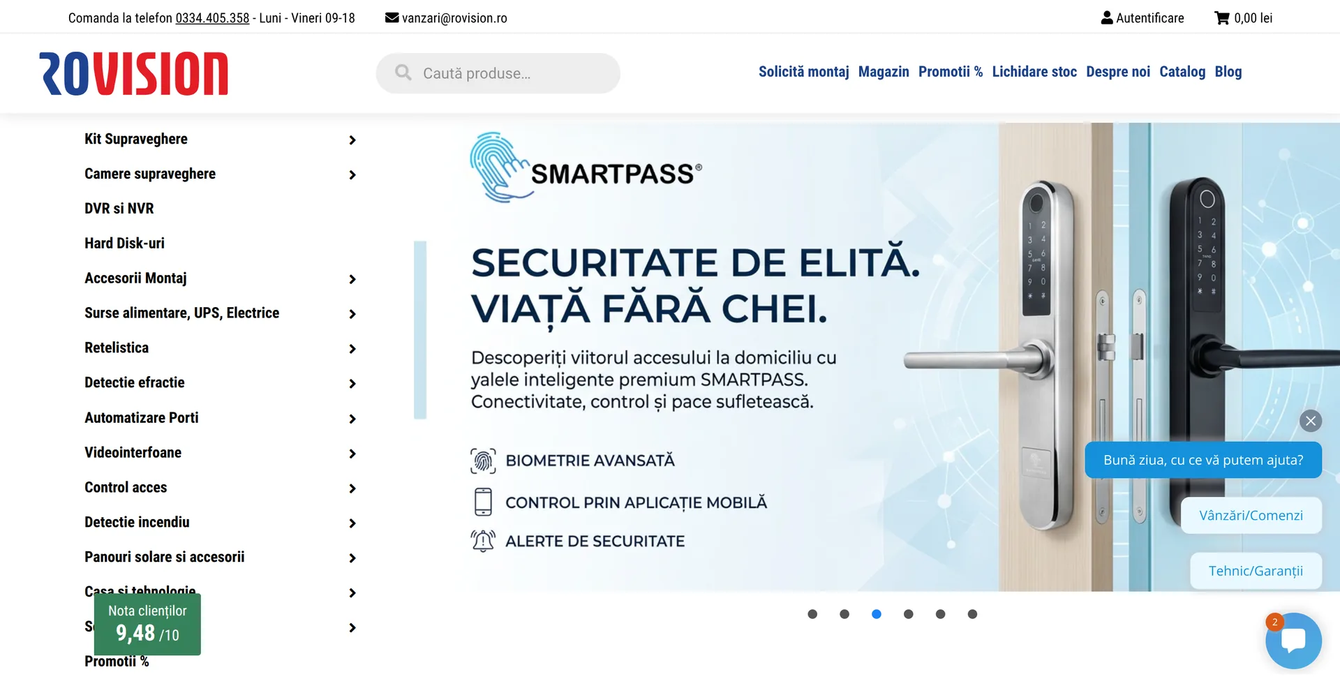 Prima pagină a magazinului rovision.ro